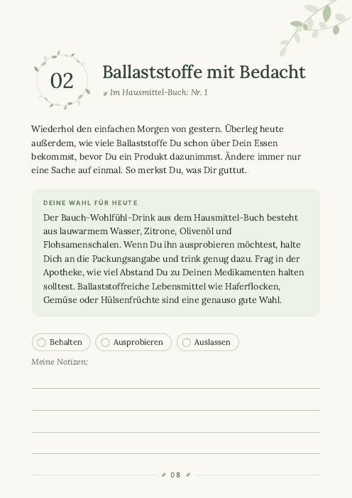 Beispielseite: Tag 2 im Plan